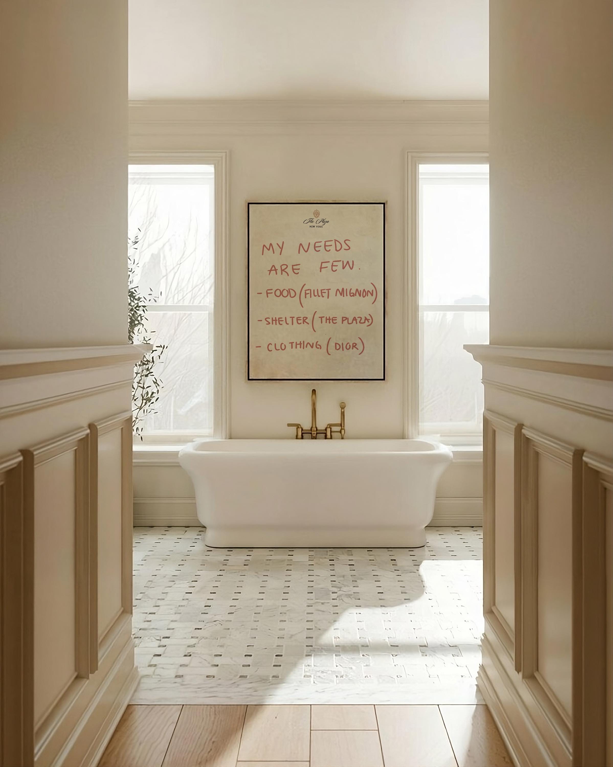 My Needs Are Few Poster | Plaza Hotel Eloise-Inspired Art Print | Luxury Girl Wall Decor